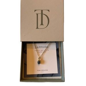 Raw Sapphire Gemstone Necklace 16” Gold Filled Chain New September Birthstone